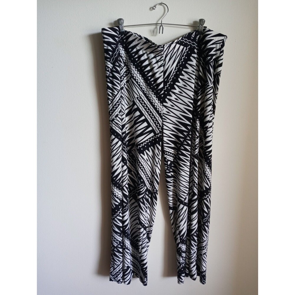 Chico's Pant Womens Chicos 3 XL Black White Geometric Print Wide Leg